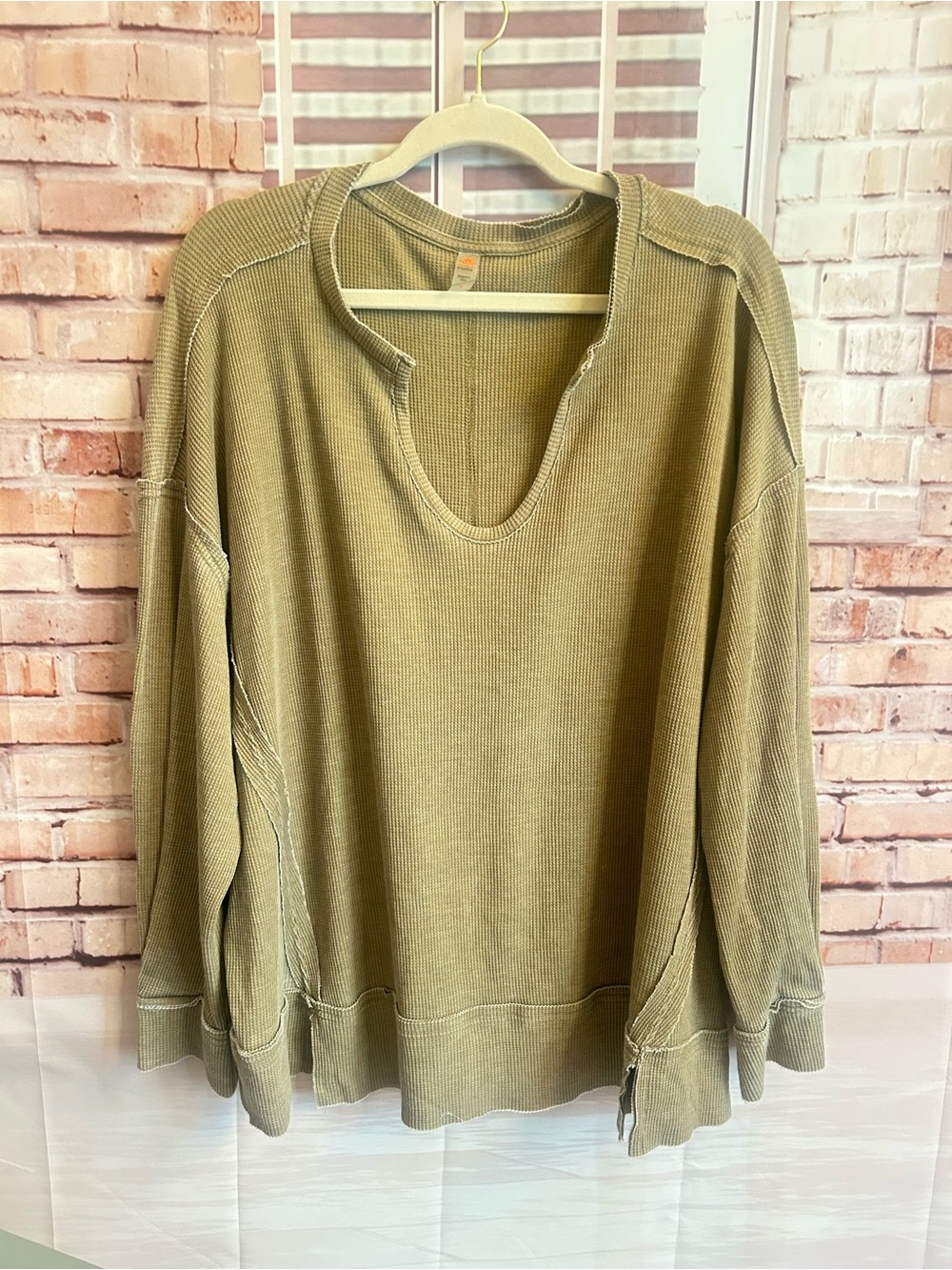Olive Green Women's Thermal Sweatshirt